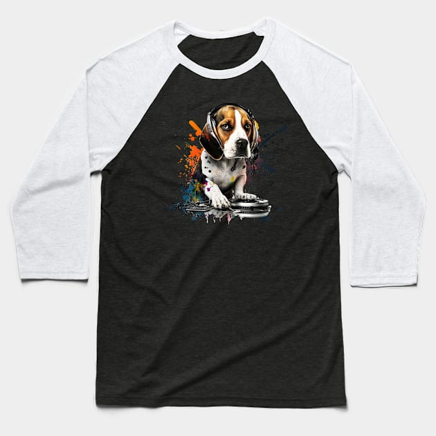 Beagle DJ Baseball T-Shirt by JayD World